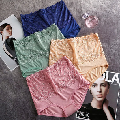 High Waist Sexy Lace Women Underwear Thin Seamless Traceless Briefs Shapewear Abdomen Hip Slimming Calcinha Lingerie Panties