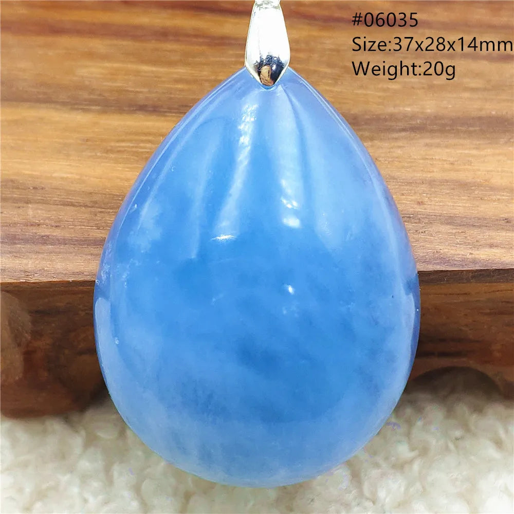Natural Blue Aquamarine Pendant Clear Water Drop Women Men Brazil Aquamarine Crystal Necklace Jewelry AAAAA
