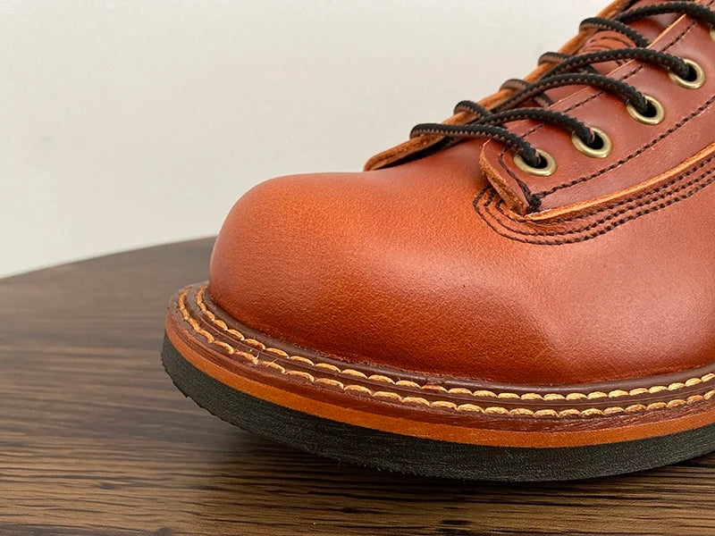 Unisex Autumn Vintage Handmade Men Casual Cow Leather Shoes High Quality Dress Ankle Boots British Tooling Work Motorcycle Boots