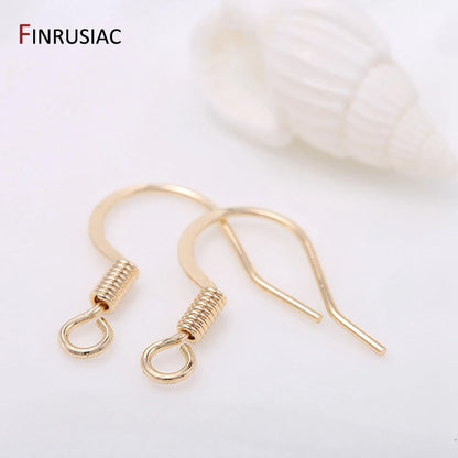 Crochets de boucles d'oreilles plaqués or 14 carats, en laiton de haute qualité, pour la fabrication de bijoux, vente en gros