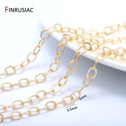 Chaîne de bijoux DIY en vrac 2020, nouvelle chaîne cubaine ronde en laiton plaqué or véritable 14 carats pour la fabrication de bijoux