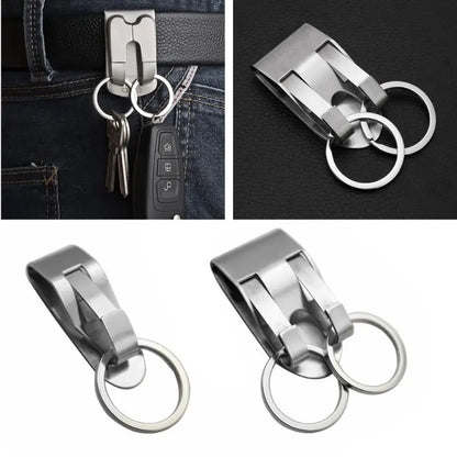 Stainless Steel Keyring Security Clip On Heavy Duty Belt for Key Clip Belt Keychain 2 Detachable Keyrings Belt for Key Holder