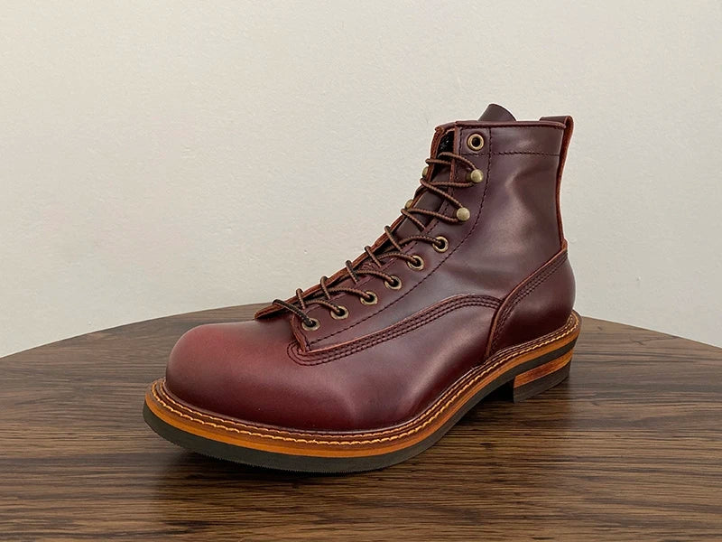 Unisex Autumn Vintage Handmade Men Casual Cow Leather Shoes High Quality Dress Ankle Boots British Tooling Work Motorcycle Boots