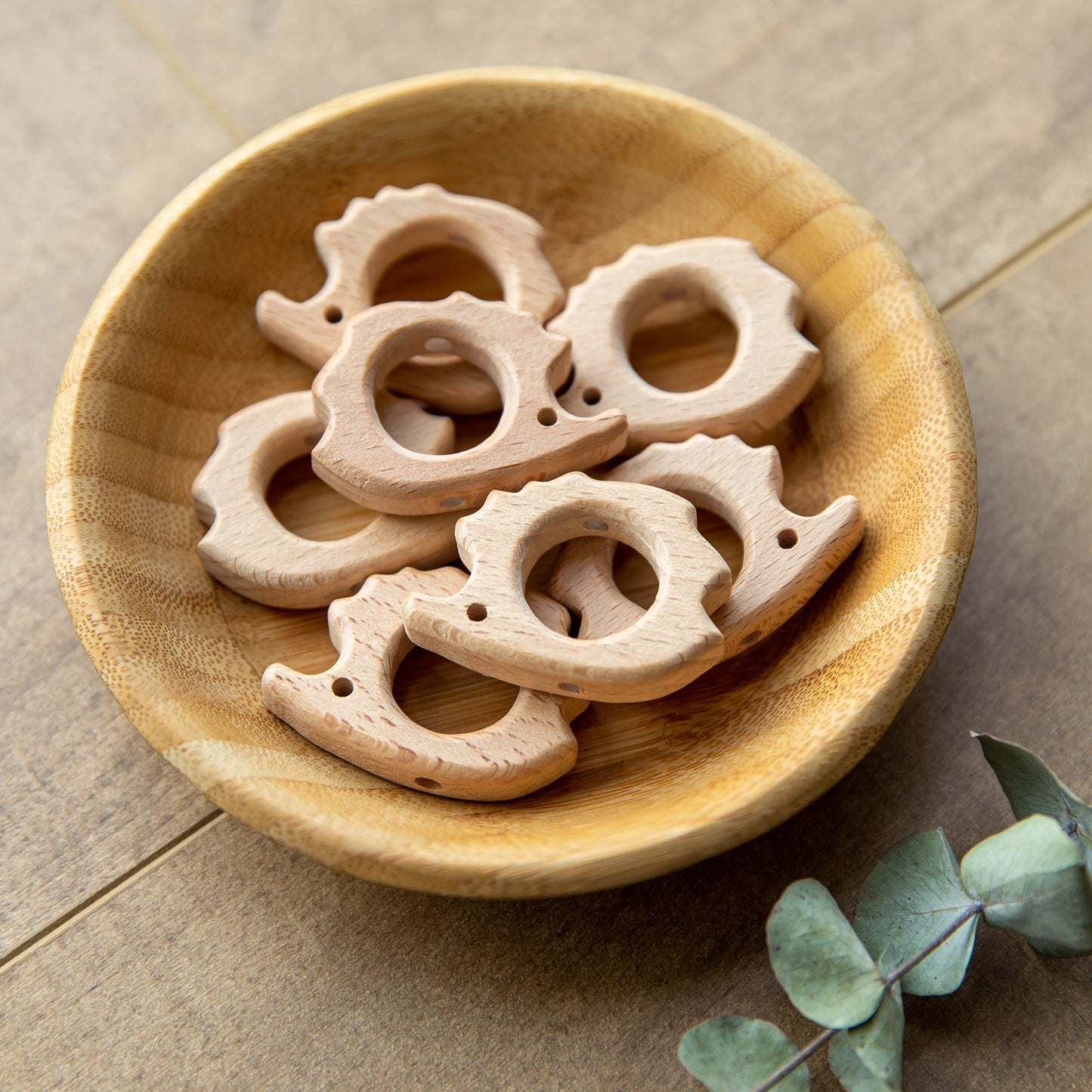10PC Baby Wooden Teether Animal Beads Beech Rodent Star DIY Pacifier Chain Teething Bracelet Accessories Montessori Newborn Gift