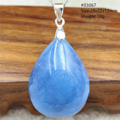 Natural Blue Aquamarine Pendant Clear Water Drop Women Men Brazil Aquamarine Crystal Necklace Jewelry AAAAA