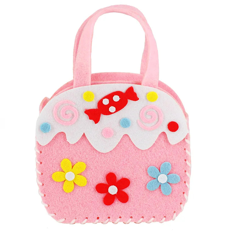 Non-Woven New Handicraft Toys for Children Pink Bag Girl Gift Fabrication DIY Toy Animal Handbag Arts Crafts Educational Toy