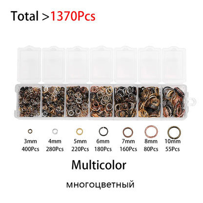 Lot de 1 370 anneaux ouverts en métal mixte, connecteurs pour fabrication de bijoux, colliers, bracelets, fournitures