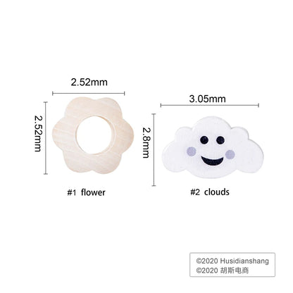 10PC Baby Wooden Teether Animal Beads Beech Rodent Star DIY Pacifier Chain Teething Bracelet Accessories Montessori Newborn Gift