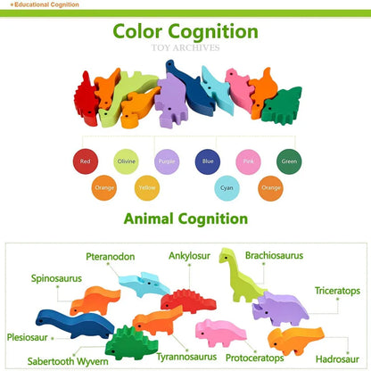 New Children Montessori Wooden Animal Balance Blocks Board Games Toy Dinosaur Educational Stacking High Building Block Wood Toy