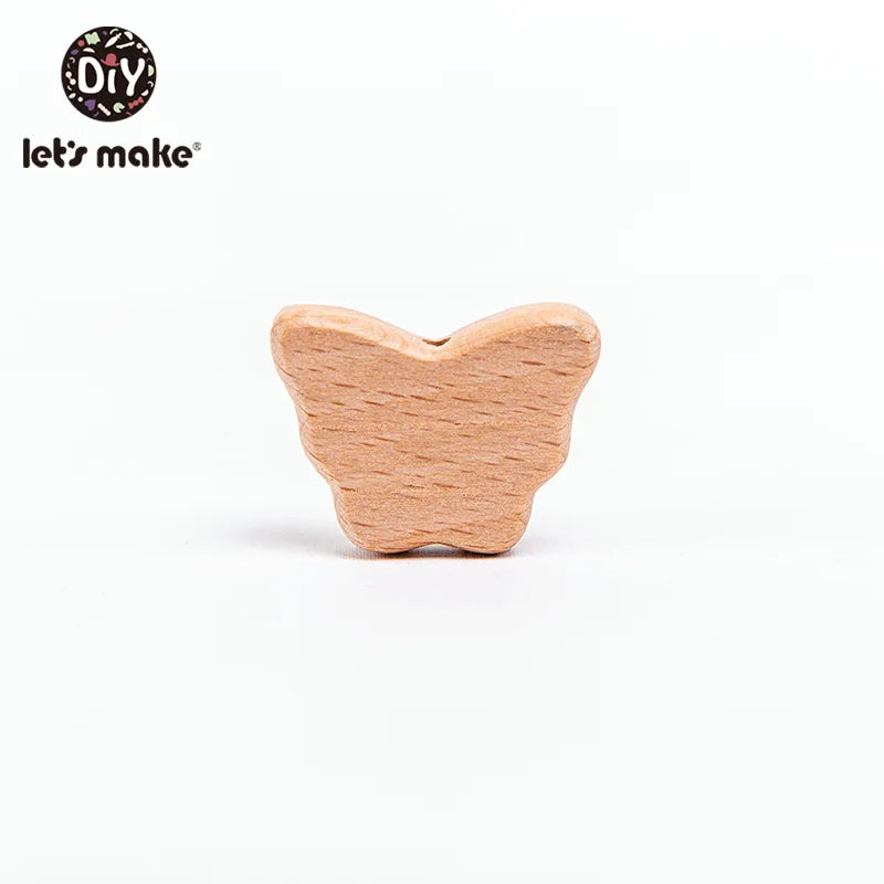 10PC Baby Wooden Teether Animal Beads Beech Rodent Star DIY Pacifier Chain Teething Bracelet Accessories Montessori Newborn Gift