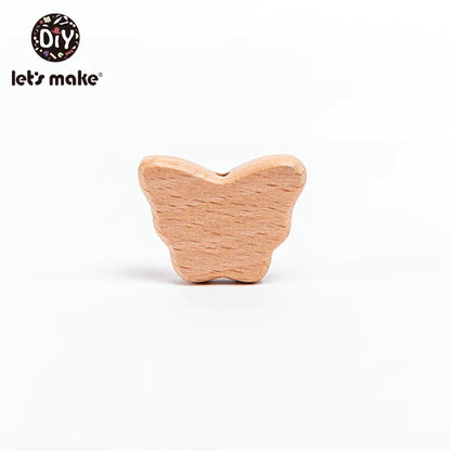 10PC Baby Wooden Teether Animal Beads Beech Rodent Star DIY Pacifier Chain Teething Bracelet Accessories Montessori Newborn Gift