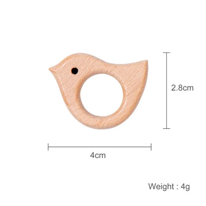 10PC Baby Wooden Teether Animal Beads Beech Rodent Star DIY Pacifier Chain Teething Bracelet Accessories Montessori Newborn Gift