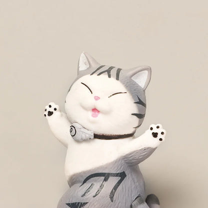 Toy Cat Collection Funny Mini Cats Miniatures Japanese Bell Cat Funny Lucky Cat Creative Ornaments Dancing Cat Doll Holder Cats