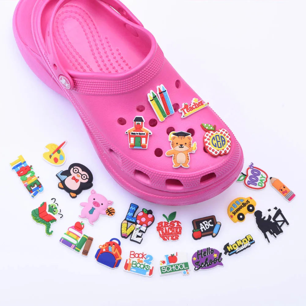 1pcs/lot Cute Cartoon Animals School Teacher Shoe Charms Shoe Decorations Accessories For  Kids Gifts