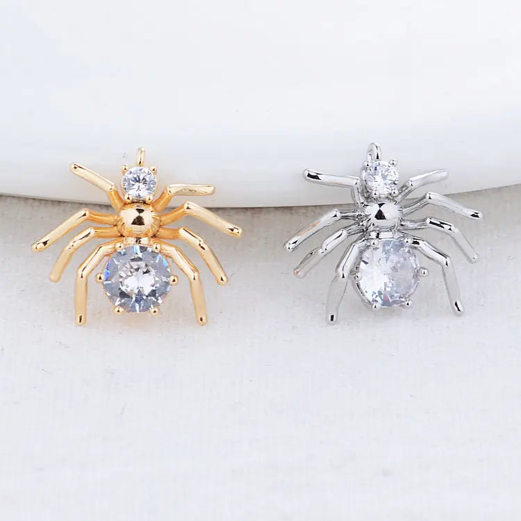 Breloques araignées plaquées or véritable 14 carats et zircone, 15 x 13 mm, fournitures de fabrication de bijoux, accessoires de bricolage