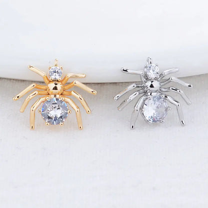 Breloques araignées plaquées or véritable 14 carats et zircone, 15 x 13 mm, fournitures de fabrication de bijoux, accessoires de bricolage