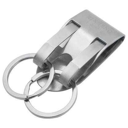 Stainless Steel Keyring Security Clip On Heavy Duty Belt for Key Clip Belt Keychain 2 Detachable Keyrings Belt for Key Holder