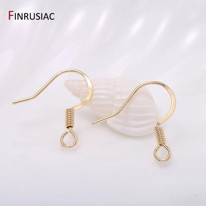 Crochets de boucles d'oreilles plaqués or 14 carats, en laiton de haute qualité, pour la fabrication de bijoux, vente en gros