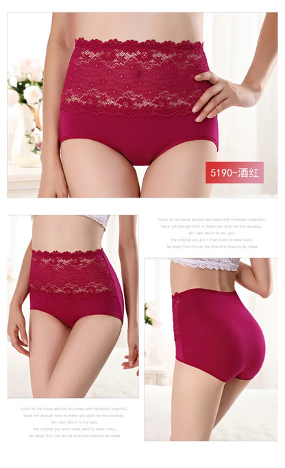 High Waist Sexy Lace Women Underwear Thin Seamless Traceless Briefs Shapewear Abdomen Hip Slimming Calcinha Lingerie Panties