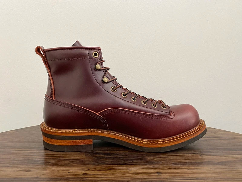 Unisex Autumn Vintage Handmade Men Casual Cow Leather Shoes High Quality Dress Ankle Boots British Tooling Work Motorcycle Boots