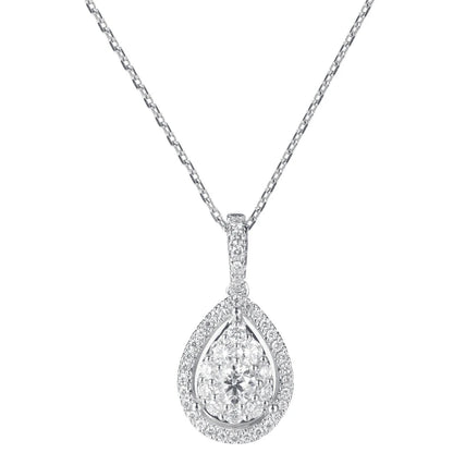 Huitan Water Drop Micro Paved CZ Delicate Pendant Necklace Women Jewelry Luxury Accessory for Engagement Party Dazzling Gifts
