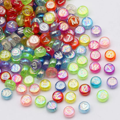 Perles plates en acrylique avec lettres de l'alphabet dorées pour la fabrication de bijoux faits à la main, bracelets à breloques, colliers et accessoires