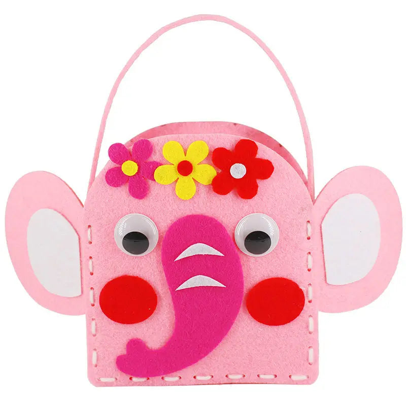 Non-Woven New Handicraft Toys for Children Pink Bag Girl Gift Fabrication DIY Toy Animal Handbag Arts Crafts Educational Toy