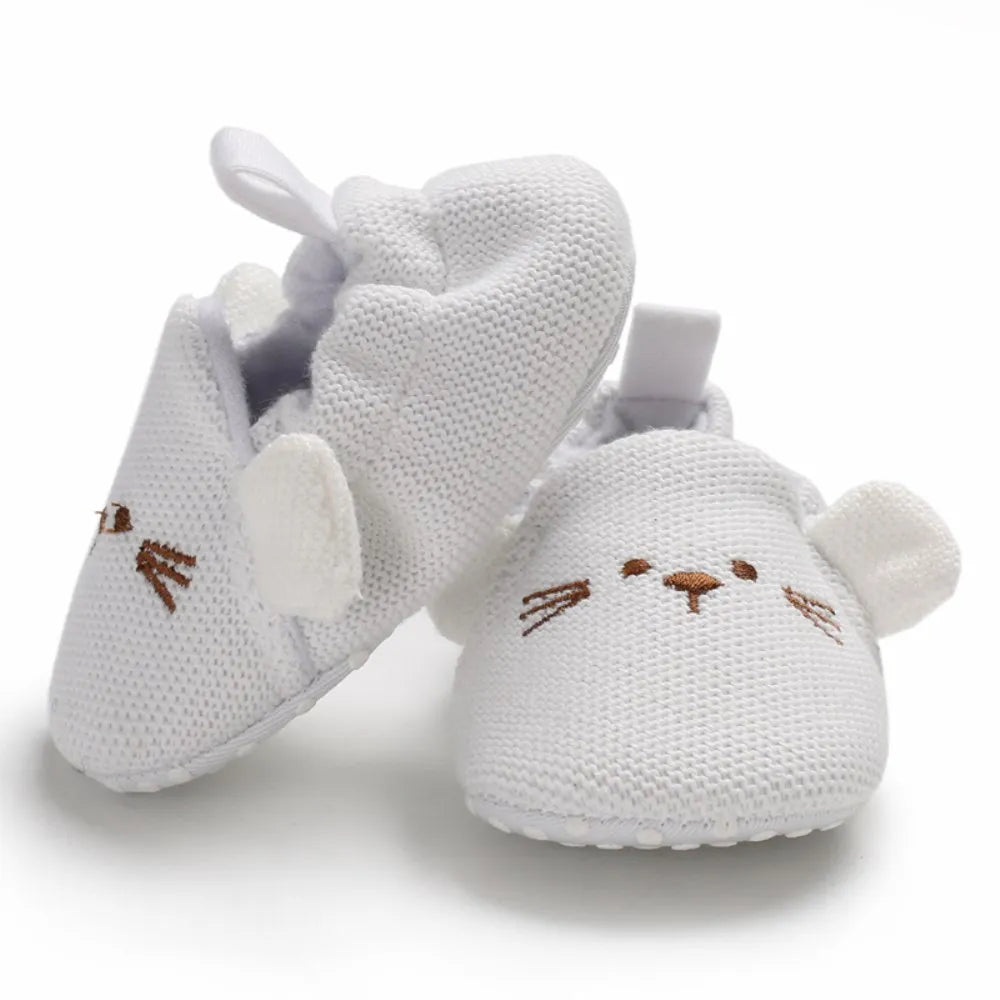 Bottes de neige tricotées pour bébé fille, chaussures pour nouveau-né, automne-hiver, coton, semelles chaudes et douces, en peluche, pour les premiers pas