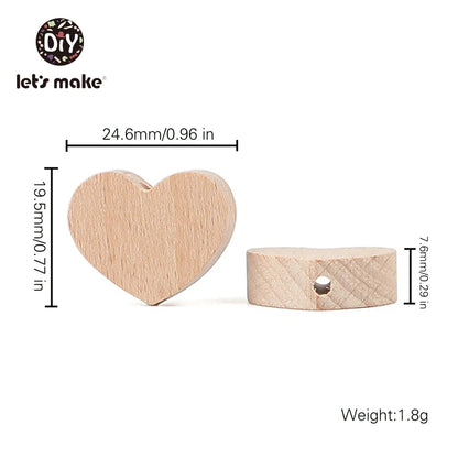 10PC Baby Wooden Teether Animal Beads Beech Rodent Star DIY Pacifier Chain Teething Bracelet Accessories Montessori Newborn Gift