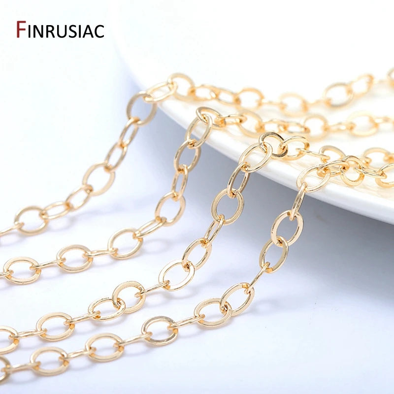 Chaîne de bijoux DIY en vrac 2020, nouvelle chaîne cubaine ronde en laiton plaqué or véritable 14 carats pour la fabrication de bijoux