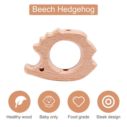 10PC Baby Wooden Teether Animal Beads Beech Rodent Star DIY Pacifier Chain Teething Bracelet Accessories Montessori Newborn Gift