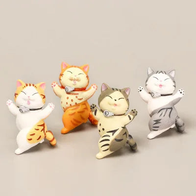 Toy Cat Collection Funny Mini Cats Miniatures Japanese Bell Cat Funny Lucky Cat Creative Ornaments Dancing Cat Doll Holder Cats