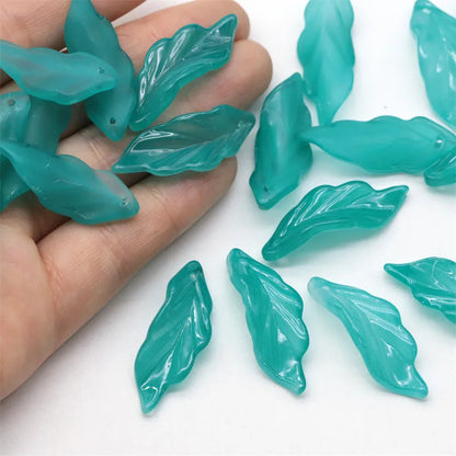 Lot de 10 pétales longs en forme de feuille, 34 x 12 mm, perles en verre de cristal faites à la main, pour la fabrication de bijoux, loisirs créatifs