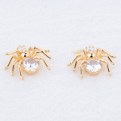 Breloques araignées plaquées or véritable 14 carats et zircone, 15 x 13 mm, fournitures de fabrication de bijoux, accessoires de bricolage