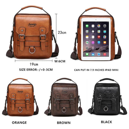 JEEP BULUO Sacs à main multifonctions pour hommes, nouveaux sacs à bandoulière pour hommes, sac messager en cuir de grande capacité, sac à bandoulière de grande marque