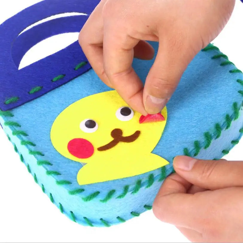 Non-Woven New Handicraft Toys for Children Pink Bag Girl Gift Fabrication DIY Toy Animal Handbag Arts Crafts Educational Toy