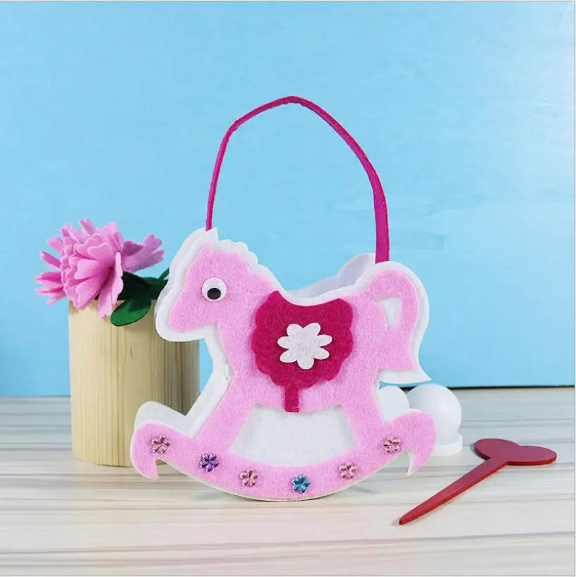 Non-Woven New Handicraft Toys for Children Pink Bag Girl Gift Fabrication DIY Toy Animal Handbag Arts Crafts Educational Toy