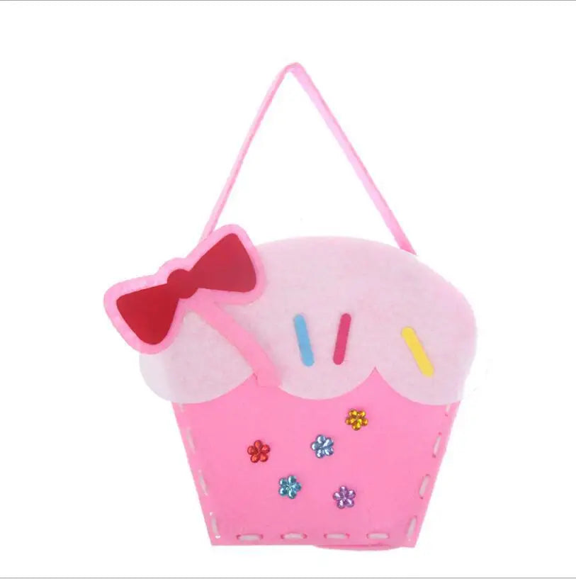 Non-Woven New Handicraft Toys for Children Pink Bag Girl Gift Fabrication DIY Toy Animal Handbag Arts Crafts Educational Toy
