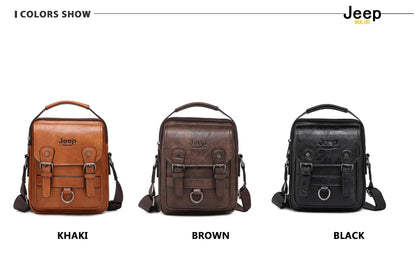 JEEP BULUO Sacs à main multifonctions pour hommes, nouveaux sacs à bandoulière pour hommes, sac messager en cuir de grande capacité, sac à bandoulière de grande marque