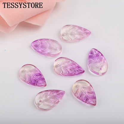 10pcs Small Leaf Shape Lampwork Beads Multi Gradient Color Glass Beads For Jewelry Making Handmade DIY Accessories