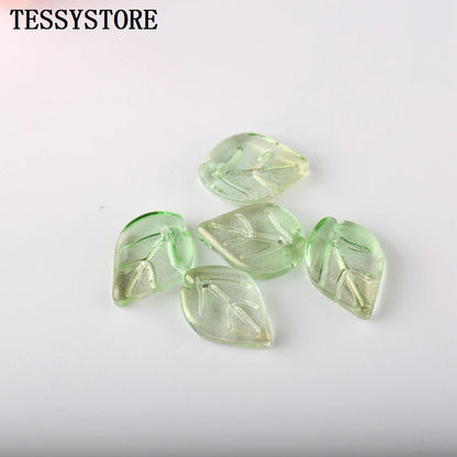 10pcs Small Leaf Shape Lampwork Beads Multi Gradient Color Glass Beads For Jewelry Making Handmade DIY Accessories