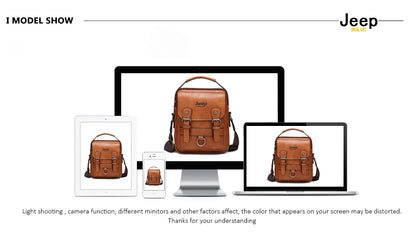 JEEP BULUO Sacs à main multifonctions pour hommes, nouveaux sacs à bandoulière pour hommes, sac messager en cuir de grande capacité, sac à bandoulière de grande marque