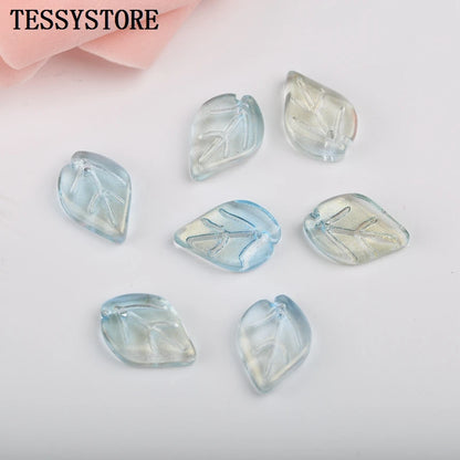 10pcs Small Leaf Shape Lampwork Beads Multi Gradient Color Glass Beads For Jewelry Making Handmade DIY Accessories