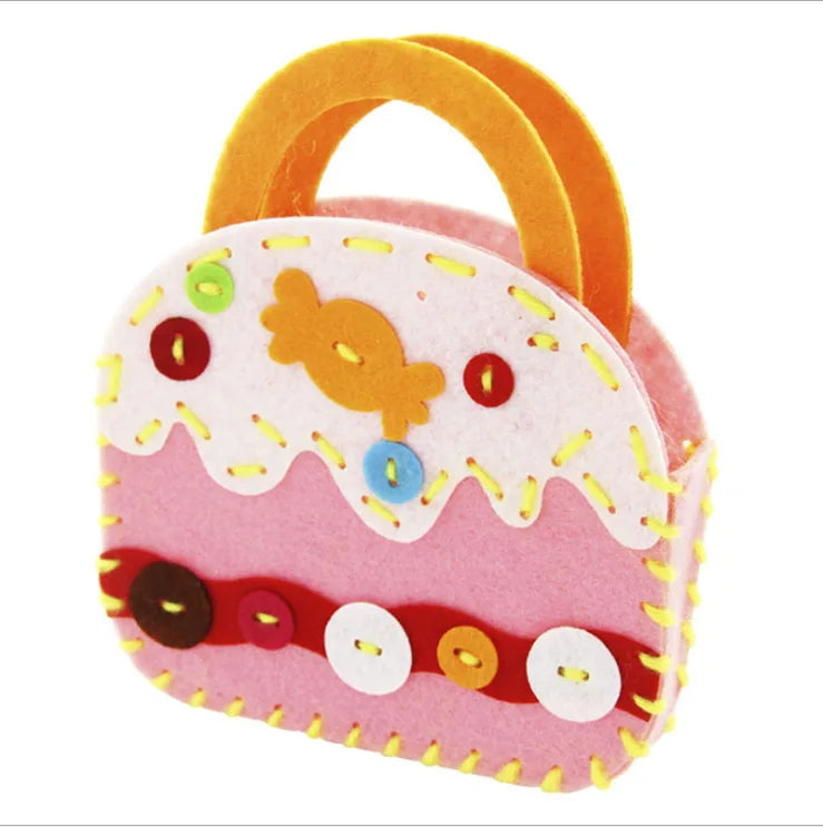 Non-Woven New Handicraft Toys for Children Pink Bag Girl Gift Fabrication DIY Toy Animal Handbag Arts Crafts Educational Toy