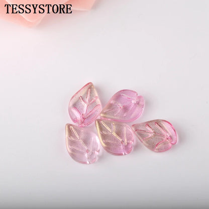 10pcs Small Leaf Shape Lampwork Beads Multi Gradient Color Glass Beads For Jewelry Making Handmade DIY Accessories