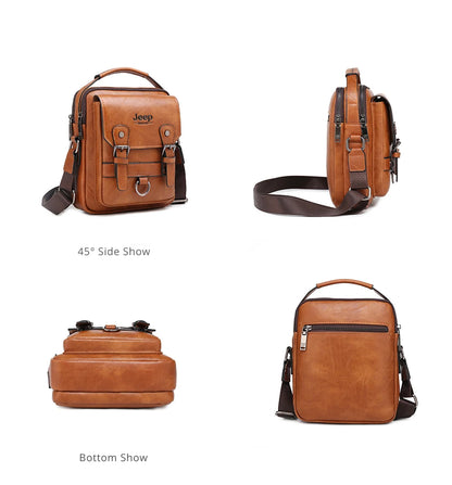 JEEP BULUO Sacs à main multifonctions pour hommes, nouveaux sacs à bandoulière pour hommes, sac messager en cuir de grande capacité, sac à bandoulière de grande marque