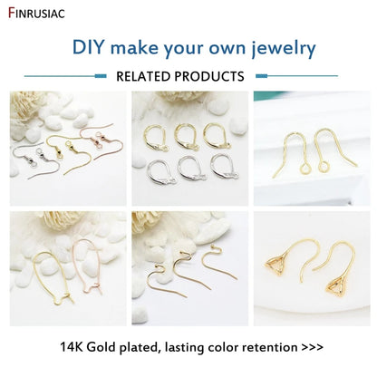 Crochets de boucles d'oreilles plaqués or 14 carats, en laiton de haute qualité, pour la fabrication de bijoux, vente en gros