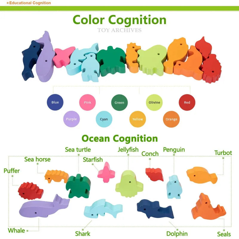 New Children Montessori Wooden Animal Balance Blocks Board Games Toy Dinosaur Educational Stacking High Building Block Wood Toy