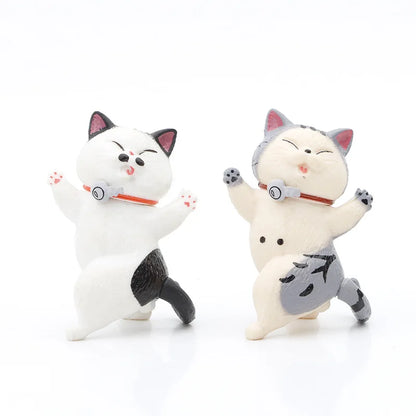 Toy Cat Collection Funny Mini Cats Miniatures Japanese Bell Cat Funny Lucky Cat Creative Ornaments Dancing Cat Doll Holder Cats