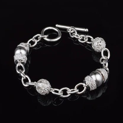 Classic geometry Circle Chain 925 Sterling Silver Bracelets for Women Fashion fine Wedding Party Jewelry Best friend Gifts